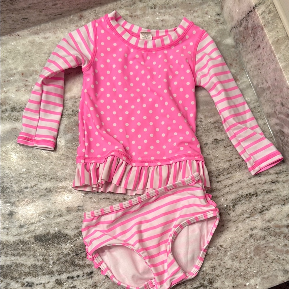 Pink Polka Dot Kids Swim Set